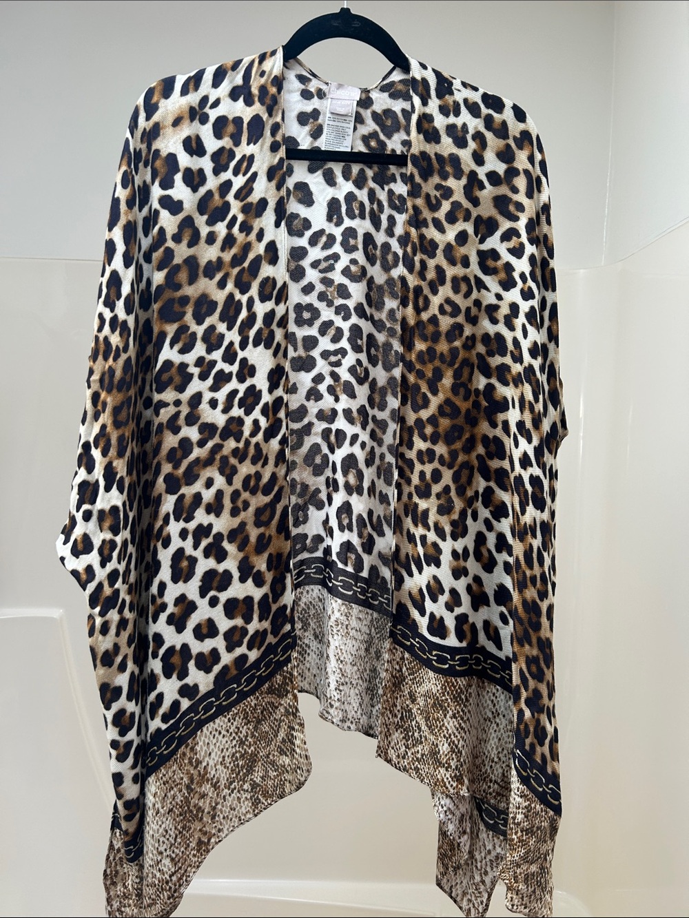 Chico's Leopard-Print Open Front Kimono in Brown and Black